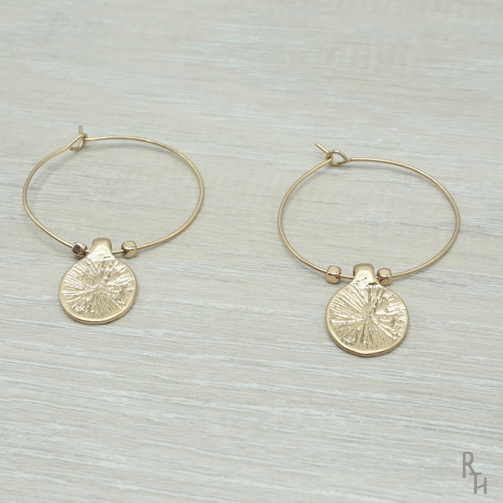 Gold Rustic Boho Hoop Earrings